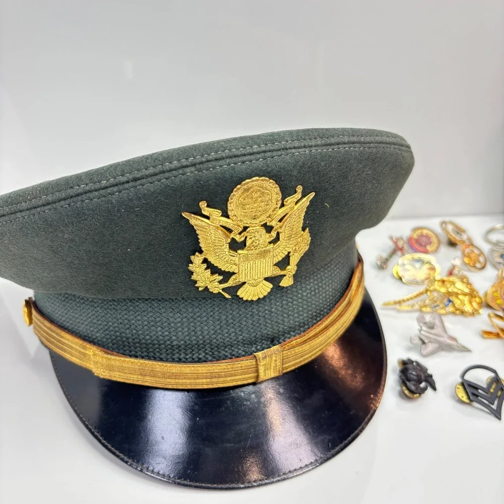 Vintage Military Lot Gold Tone Silver Tone Cap Military Police Pins Cufflink